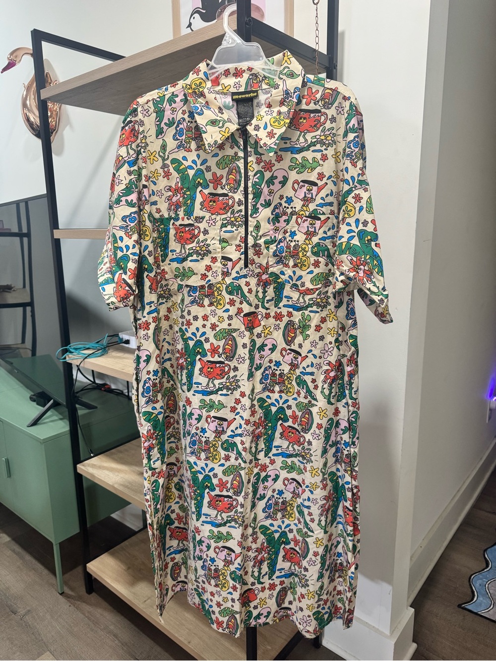NOOWORKS Work Dress Bugs Print Cream Multicolor Size 4X